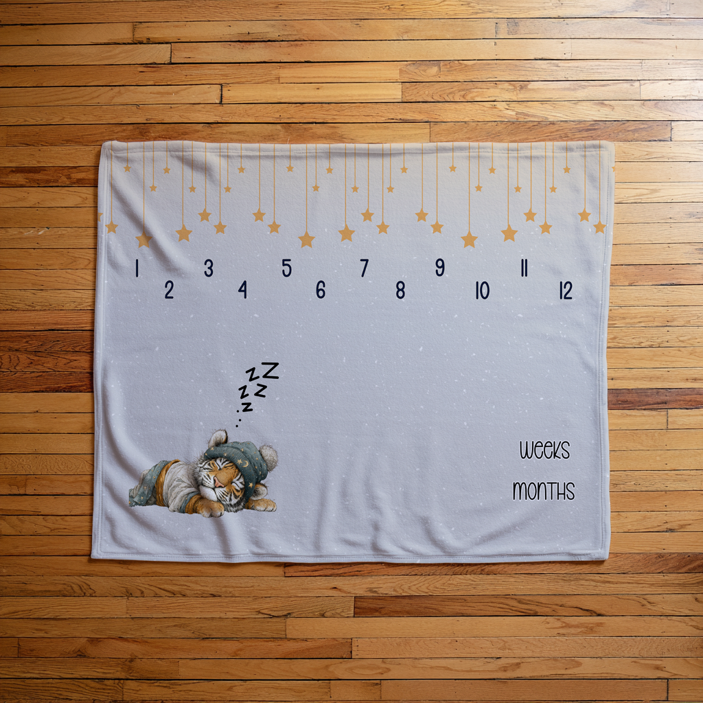 Sleeping Tiger Milestone Blanket