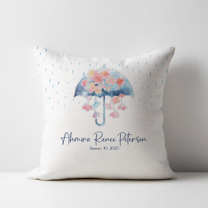 Umbrella and Flowers Throw Pillow Covers