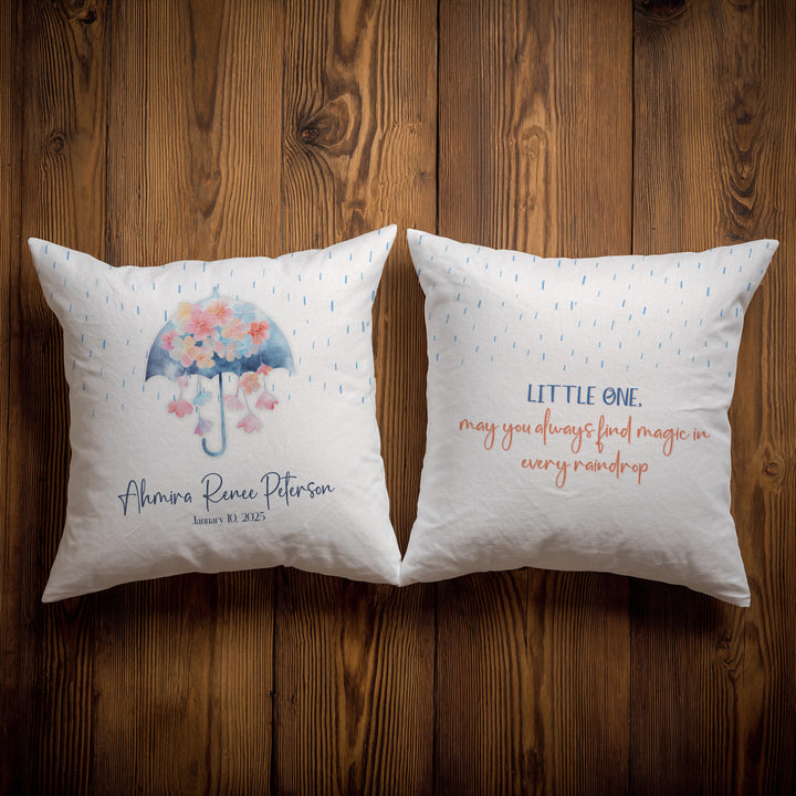 Umbrella and Flowers Throw Pillow Covers