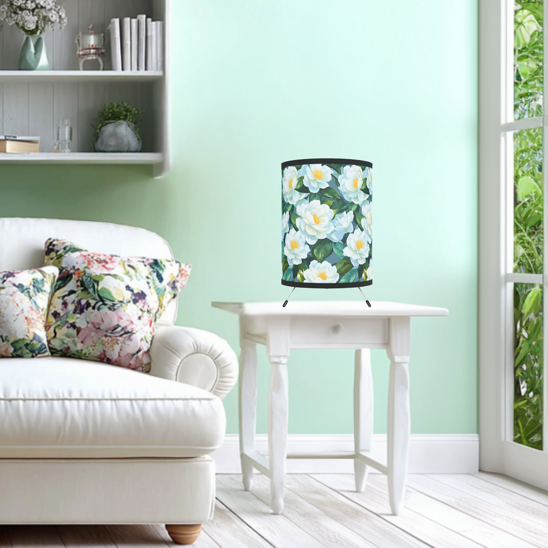 White Camellia Floral Lamp