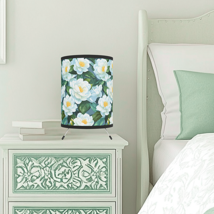 White Camellia Floral Lamp