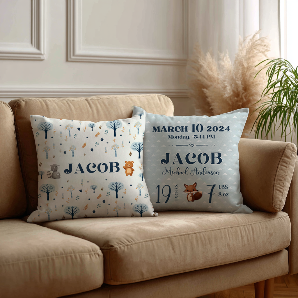 Woodland Animal Corduroy Throw Pillow Covers